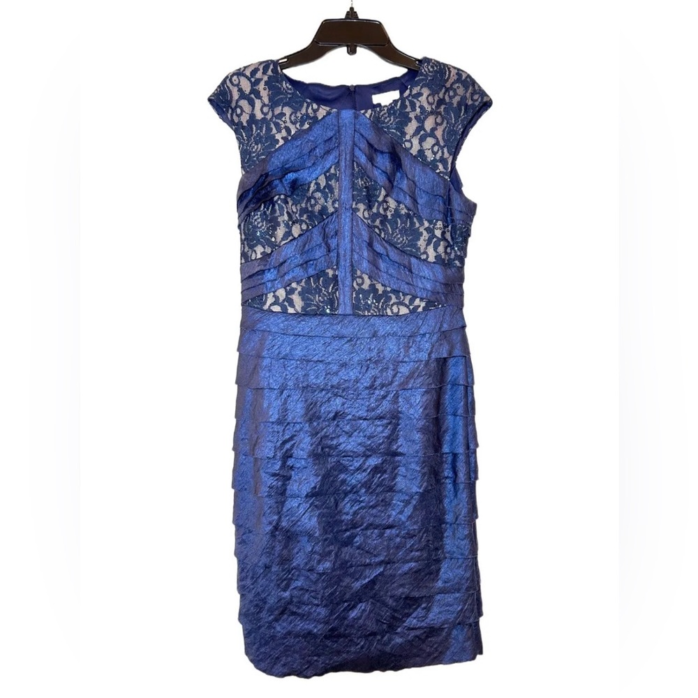London Times Navy Blue Cocktail Dress Size 10 - Picture 6 of 6